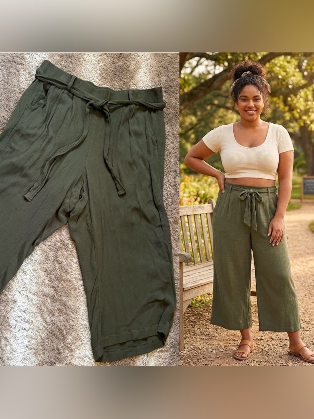 Torrid Olive Green Cropped Pants